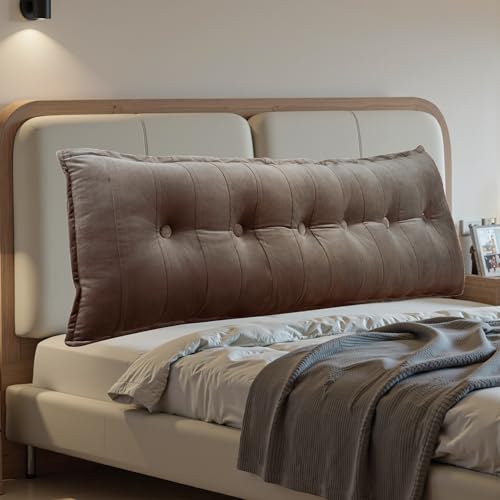 strusery Samt-Nackenrolle, Kopfteil, Rückenlehnenkissen, großes Tagesbett-Stützkissen für Schlafsofa und Lesekissen (Kaffee, 50 x 180 cm) von strusery