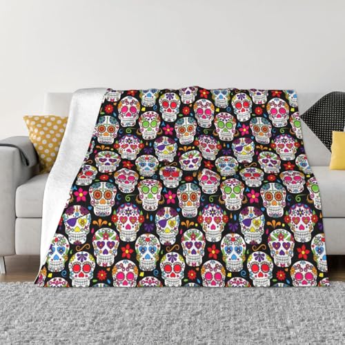 Farbenfroher Totenkopf-Druck, ultraweich, gemütlich, Mikro-Fleece-Überwurf, Decke, für alle Jahreszeiten, warm, für Bettwäsche, Sofa, Reisen Farbenfroher Totenkopf-Druck, ultraweich, gemütlich, Mikro-Fleece-Überwurf, Decke, für alle Jahreszeiten, warm, für Bettwäsche, Sofa, Reisen von sttung