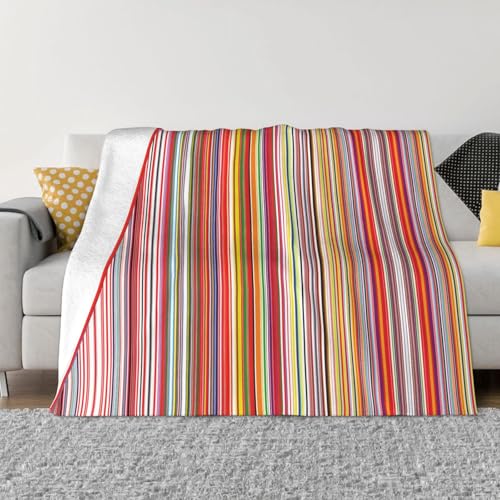 Ultraweiche, gemütliche Micro-Fleece-Überwurfdecke mit buntem Streifendruck, für alle Jahreszeiten, warm, für Bettwäsche, Sofa, Reisen Ultraweiche, gemütliche Micro-Fleece-Überwurfdecke mit buntem Streifendruck, für alle Jahreszeiten, warm, für Bettwäsche, Sofa, Reisen von sttung