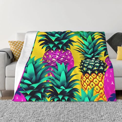 sttung Farbenfroher Ananas-Druck, ultraweiche, gemütliche Micro-Fleece-Überwurfdecke, ganzjährig, warm für Bettwäsche, Sofa, Reisen sttung Farbenfroher Ananas-Druck, ultraweiche, gemütliche Micro-Fleece-Überwurfdecke, ganzjährig, warm für Bettwäsche, Sofa, Reisen von sttung