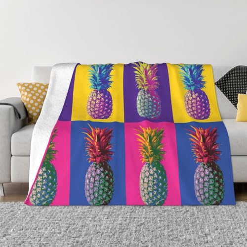 sttung Farbenfroher Ananas-Grafikdruck, ultraweich, gemütlich, Mikro-Fleece-Überwurf, Decke, ganzjährig, warm, für Bettwäsche, Sofa, Reisen sttung Farbenfroher Ananas-Grafikdruck, ultraweich, gemütlich, Mikro-Fleece-Überwurf, Decke, ganzjährig, warm, für Bettwäsche, Sofa, Reisen von sttung