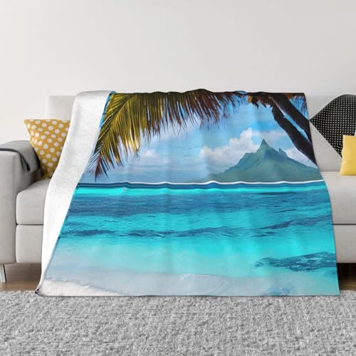 sttung Tahiti Strand-Druck, ultraweiche, gemütliche Micro-Fleece-Überwurfdecke, ganzjährig, warm, für Bettwäsche, Sofa, Reisen sttung Tahiti Strand-Druck, ultraweiche, gemütliche Micro-Fleece-Überwurfdecke, ganzjährig, warm, für Bettwäsche, Sofa, Reisen von sttung