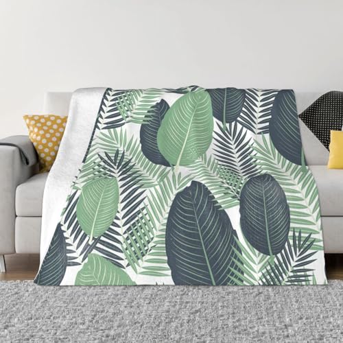 sttung Ultraweiche, gemütliche Micro-Fleece-Überwurfdecke, tropische Blätter, für alle Jahreszeiten, warm, für Bettwäsche, Sofa, Reisen von sttung