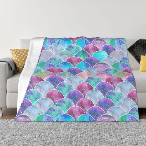 sttung Ultraweiche, gemütliche Micro-Fleece-Überwurfdecke mit Fischschuppen-Motiv, für alle Jahreszeiten, warm, für Bettwäsche, Sofa, Reisen sttung Ultraweiche, gemütliche Micro-Fleece-Überwurfdecke mit Fischschuppen-Motiv, für alle Jahreszeiten, warm, für Bettwäsche, Sofa, Reisen von sttung