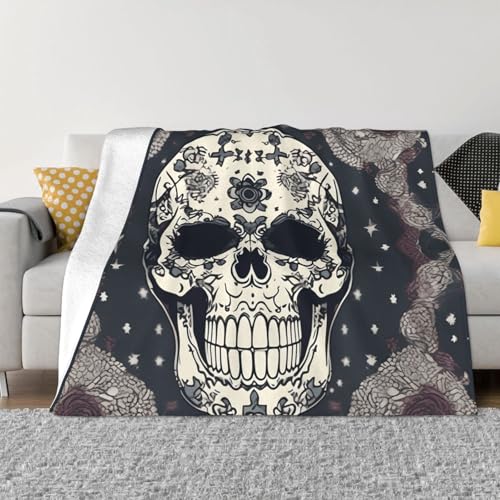 sttung Ultraweiche, gemütliche Micro-Fleece-Überwurfdecke mit Totenkopf-Motiv, für alle Jahreszeiten, warm, für Bettwäsche, Sofa, Reisen sttung Ultraweiche, gemütliche Micro-Fleece-Überwurfdecke mit Totenkopf-Motiv, für alle Jahreszeiten, warm, für Bettwäsche, Sofa, Reisen von sttung