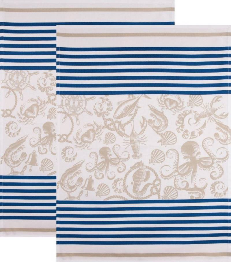 stuco Geschirrtuch Geschirrtuch "Nautilus" 2er-Pack, Baumwolle Motiv von stuco