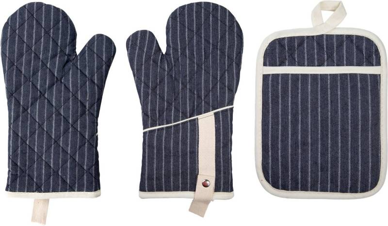 stuco Topfhandschuhe gestreift, (Set, 3-tlg., bestehend aus 2x Ofenhandschuh, 1x Küchengreifhilfe) von stuco