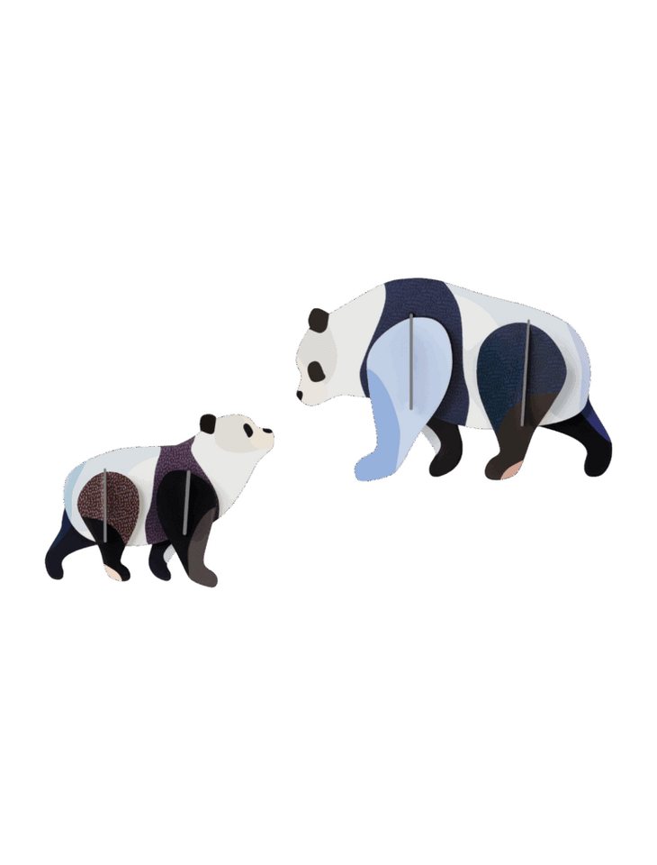 studio ROOF Wanddekoobjekt 3D Panda Familie (2 St), Zum Zusammenstecken von studio ROOF