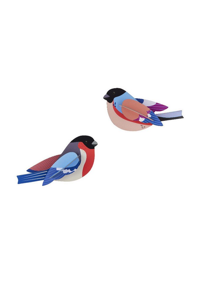 studio ROOF Wanddekoobjekt 3D Vogel Finken 2er Set (2 St), Zum Zusammenstecken von studio ROOF