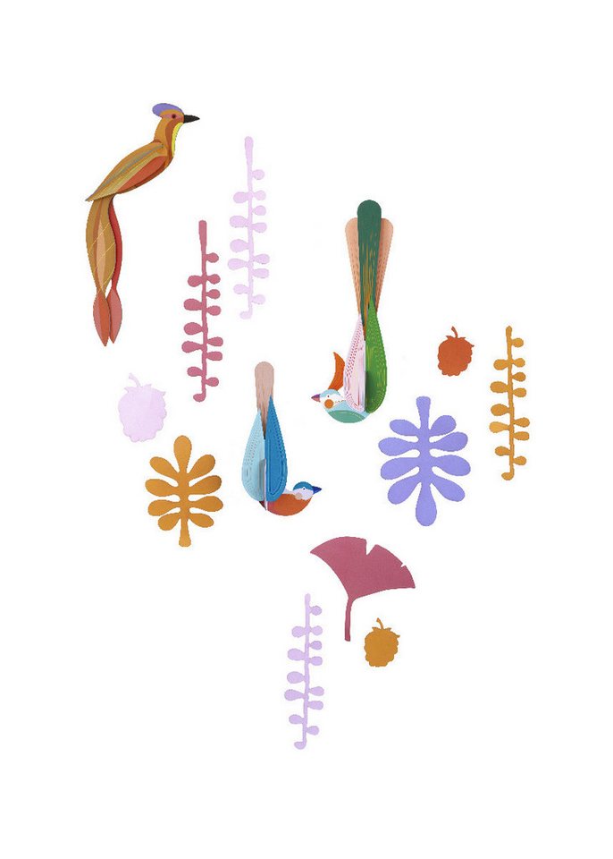 studio ROOF Wanddekoobjekt Set Paradiesvögel "Paradies Nest" (1 St), Zum Zusammenstecken von studio ROOF