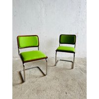Set Von 2 Vintage Marcel Breuer Cesca Stühlen/Kiwi Grün Gefilzte Wolle Polsterung von studio3030