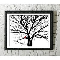 Lucky Red Tree - Teil 3 Ein Glücklicher Kardinal/Signierter Kunstdruck 8 X 10 Querformat von studio3ten