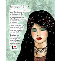 Taurus Kunstdruck Individualisierbar April Geburtstag Mai Erde Zeichen Bull Astrologie Original Illustration Art Print Hand Signiert Größe 8 X 10 von studio3ten