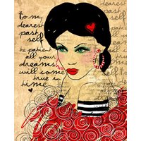 To My Liebst Past Self/Original Illustration Art Print Hand Signiert Größe 8 X 10 von studio3ten