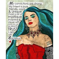 Wassermann Art Print Customizable Astrologie Februar Geburtstag Januar Air Zeichen Original Illustration Art Print Hand Signed Größe 8x10 von studio3ten