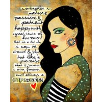 steinbock Kunstdruck Customizable Geburtstag Luftzeichen Astrologie Original Illustration Art Print Hand Signiert Größe 8 X 10 von studio3ten