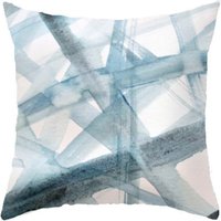 Blaues Und Weißes Kissen. Kissenhülle Mit Pinselstrichen Druck Pastellblau Kissen in Zarten Tönen. Blau Weiß Abstrakt. "Blaue Geste 1" von studioRS
