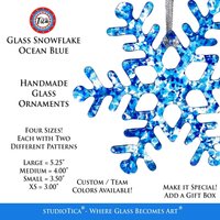 studiotica Glas Schneeflocke - Ozeanblau Handgemachte Weihnachtsverzierung Winter Suncatcher Mehrere Größen 3, 0 "Bis 5, 25" von studioTica