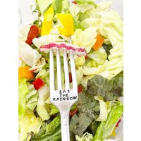 Eat The Rainbow Gestempelte Gabel, Healthy Fork, Nourish To Flourish, Foodie Geschenk von studiobytheshore