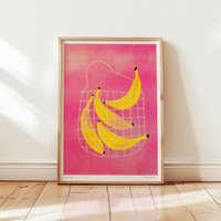 A4 Riso Print „Bananen" - Wall Art, Kunstdruck, Poster, Illustration von studioschmolke
