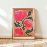 A4 Riso Print „Peonies" - Wall Art, Kunstdruck, Poster, Illustration von studioschmolke