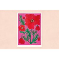 A4 Riso Print „Poppies" - Wall Art, Kunstdruck, Poster, Illustration von studioschmolke