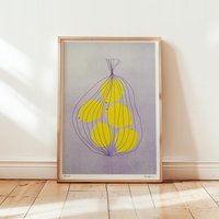 A4 Riso Print „Zitronen" - Wall Art, Kunstdruck, Poster, Illustration von studioschmolke