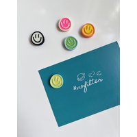 Smiley Magnet Set | Pastell Bunt Kühlschrank Lächelndes Gesicht Geschenk Pinnwand Spülmaschine Küche Emoji Lustig Mini von studioxmana