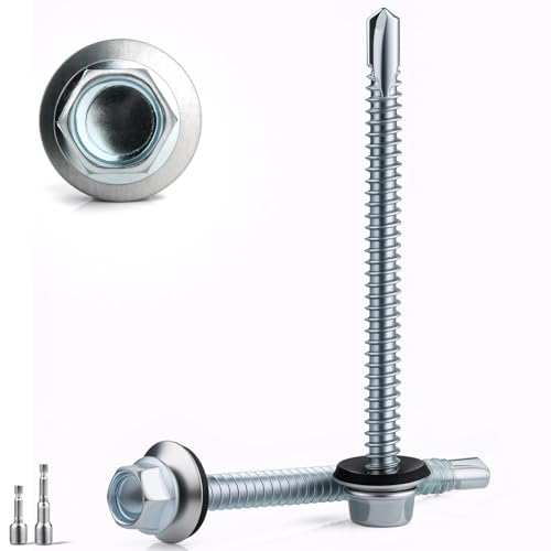 45 Stück Trapezblechschrauben 4.8X55MM Blechschrauben Selbstschneidend Schrauben mit Dichtung Bohrschrauben Dachschrauben mit Dichtscheibe+2 Stk Sechskant Bit Steckschlusselsatz M8 Spenglerschrauben von sturiz