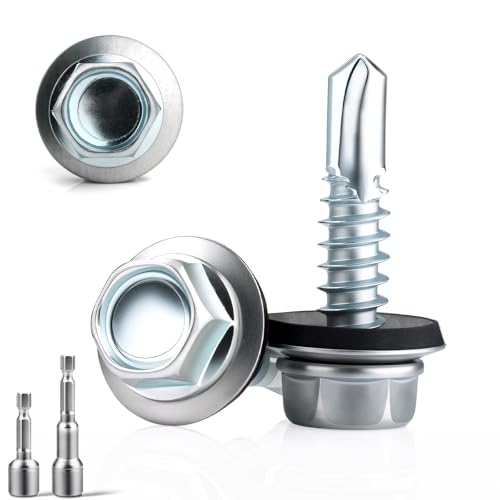 60 Stück Trapezblechschrauben 5.5X25MM Blechschrauben Selbstschneidend Schrauben mit Dichtung Bohrschrauben Dachschrauben mit Dichtscheibe+2 Stk Sechskant Bit Steckschlusselsatz M8 Spenglerschrauben von sturiz
