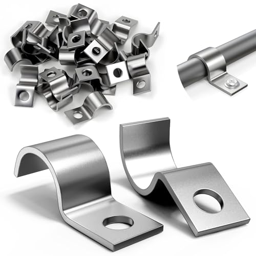 Sturiz 40 Stück Kabelschellen Metall zum Schrauben U Rohrschellen 8mm Rohrbefestigung Befestigungsschelle Klemmschellen Rohrhalterung Schlauchbefestigung Rohrclips Metallklemme Edelstahl Schelle von sturiz