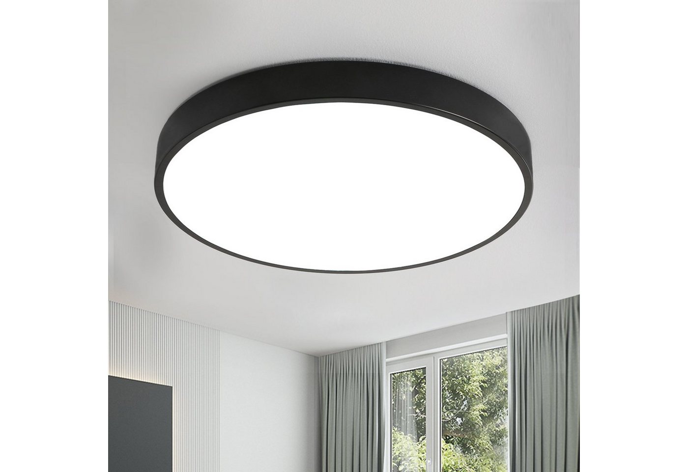 style home Deckenleuchte LED Deckenlampe, 36W, Warmweiß 3000K, Ultraslim Ø40x4cm,Schwarz, runde Leuchte für Wohnzimmer Schlafzimmer Küche Büro Diele Flur von style home