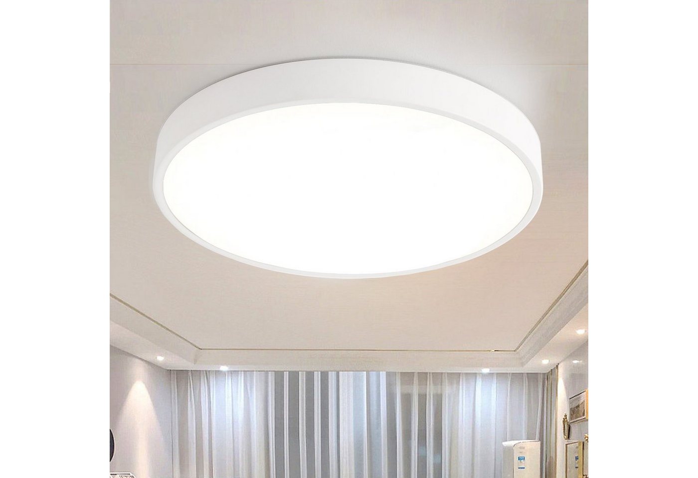 style home Deckenleuchte LED Deckenlampe, 12W, Ø23*5cm, Warmweiß, 3000K, Modern Runde Lampe für Küche Diele Flur, Weiß von style home