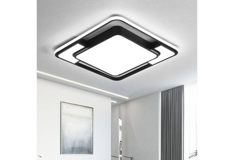 style home Deckenleuchte LED Deckenlampe dimmbar mit Fernbedienung, 90W, Warmweiß bis Kaltweiß 3000K-6000K, quadratisch 42x6 cm, Schwarz, für Wohnzimmer Büro von style home