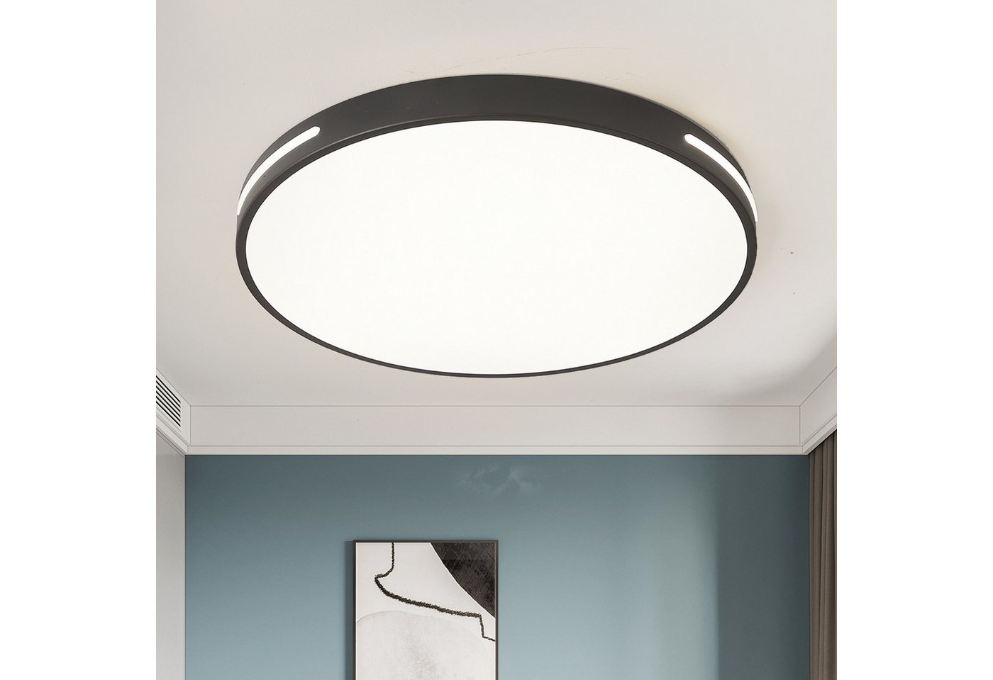 style home Deckenleuchte LED Deckenlampe dimmbar mit Fernbedienung, 96W-Schwarz, LED fest integriert, Warmweiß bis Kaltweiß 3000K-6000K, Ø50x5 cm, rund Leuchte für Wohnzimmer Schlafzimmer Küche Büro von style home