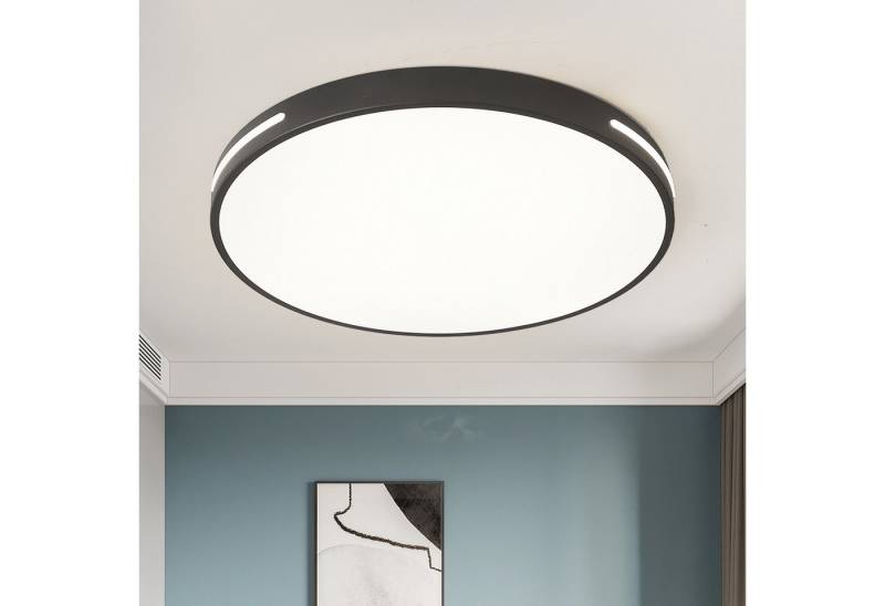 style home Deckenleuchte LED Deckenlampe dimmbar mit Fernbedienung, 96W-Schwarz, LED fest integriert, Warmweiß bis Kaltweiß 3000K-6000K, Ø50x5 cm, rund Leuchte für Wohnzimmer Schlafzimmer Küche Büro von style home
