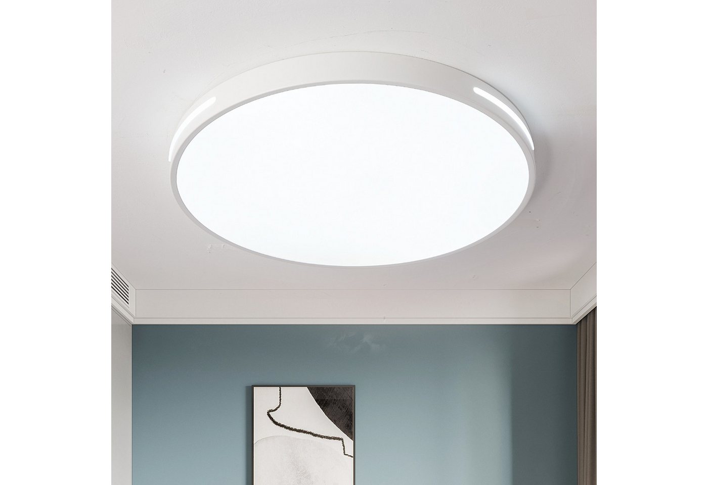 style home Deckenleuchte LED Deckenlampe dimmbar mit Fernbedienung, 96W-Weiß, LED fest integriert, Warmweiß bis Kaltweiß 3000K-6000K, Ø50x5 cm, rund Leuchte für Wohnzimmer Schlafzimmer Küche Büro von style home