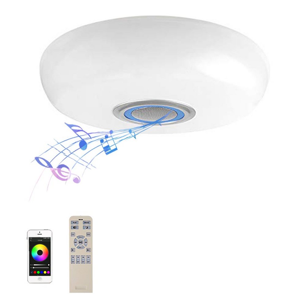 style home Deckenleuchten LED Bluetooth Deckenlampe, 60W RGB Farbwechsel, LED fest integriert, Fernbedienung/APP-Steuerung mit Bluetooth Lautsprecher von style home