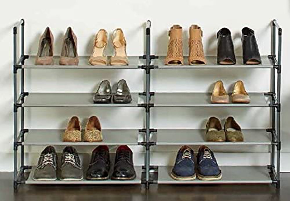 style home Schuhregal, Schuhregal Schuhständer Schuhablage Schuhschrank mit 4/8 Ebene für bis 24 Paar Schuhe (Schwarz, 8 Ablagen) von style home