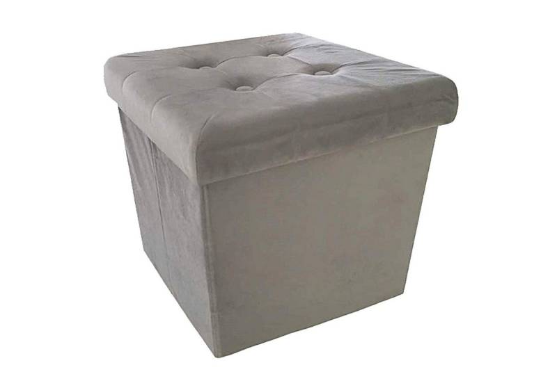 style home Sitzhocker faltbare Sitzbank mit Stauraum, 38*38*38cm (Aufbewahrungsbox mit Deckel, gepolstert Sitzwürfel Fußhocker), für Wohnzimmer Schlafzimmer, Sitztruhe aus Samt, Hellgrau von style home