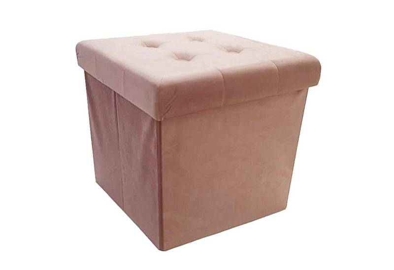 style home Sitzhocker faltbare Sitzbank mit Stauraum, 38*38*38cm (Aufbewahrungsbox mit Deckel, gepolstert Sitzwürfel Fußhocker), für Wohnzimmer Schlafzimmer, Sitztruhe aus Samt, Pink von style home