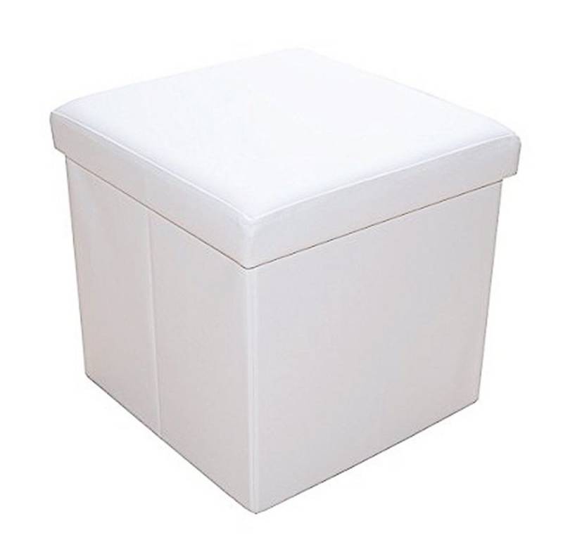 style home Sitzhocker faltbare Sitzbank mit Stauraum, 38*38*38cm (Aufbewahrungsbox mit Deckel, gepolstert Sitzwürfel Fußhocker, Sitztruhe aus Kunstleder), für Wohnzimmer Schlafzimmer Kinderzimmer, Weiß von style home