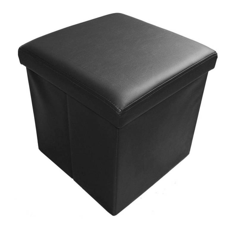 style home Sitzhocker faltbare Sitzbank mit Stauraum, 38*38*38cm (Aufbewahrungsbox mit Deckel, gepolstert Sitzwürfel Fußhocker, Sitztruhe aus Kunstleder), für Wohnzimmer Schlafzimmer, Schwarz von style home