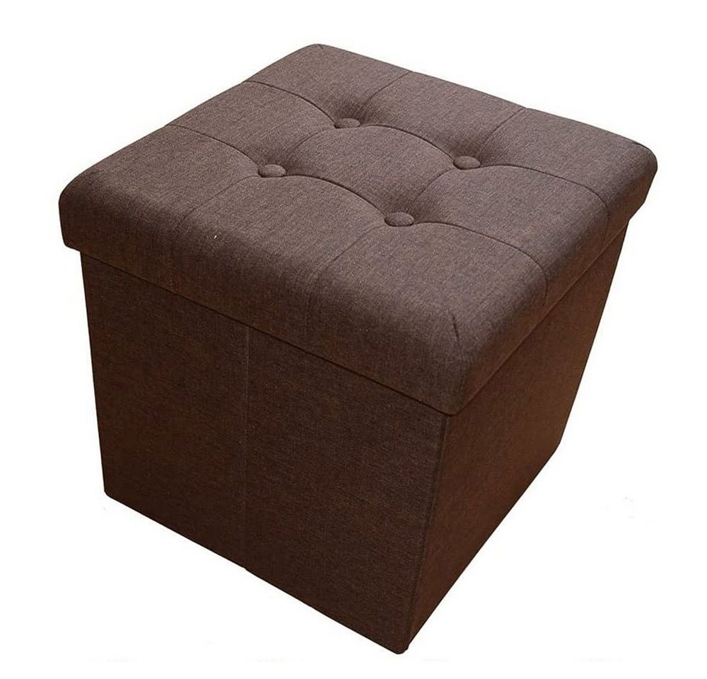 style home Sitzhocker faltbare Sitzbank mit Stauraum (Aufbewahrungsbox mit Deckel, gepolstert Sitzwürfel Fußhocker, Sitztruhe aus Leinen), für Wohnzimmer Schlafzimmer, 38 * 38 * 38 cm Dunkelbrau von style home