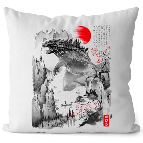 style3 Gojira Ink Kissen mit Füllung 40cm Baumwolle Japan Monster Nippon Tokio Tokyo von style3