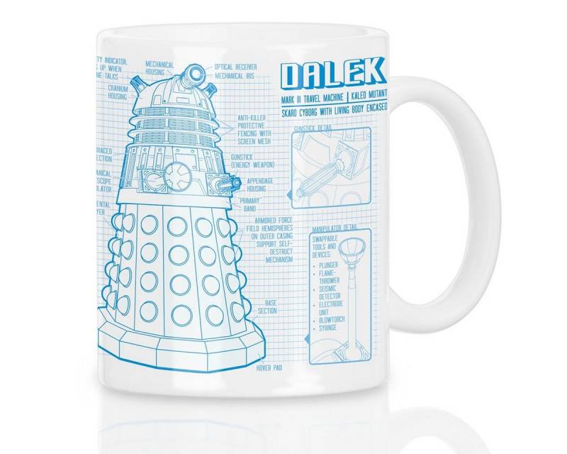 style3 Tasse, Keramik, Dalek Blaupause Kaffeebecher Tasse doctor who doktor zeitreise tardis von style3