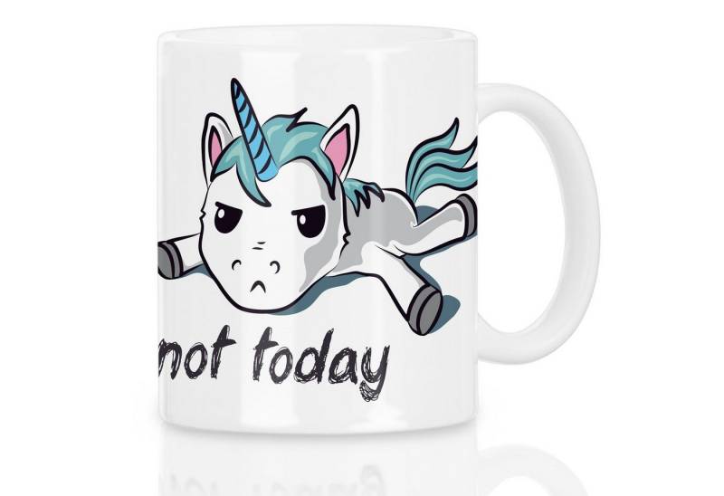 style3 Tasse, Keramik, Not today Kaffeebecher Tasse unicorn einhorn glitzer tollpatsch von style3