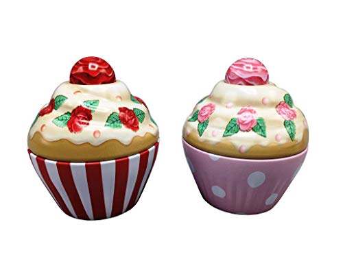 2er Set Blechdose in Form eines Cup Cakes, rot weiß rosa und süß verzierter Deckel mit Rosen, Maße: 8x8 cm, Volumen: 120 ml 2er Set Blechdose in Form eines Cup Cakes, rot weiß rosa und süß verzierter Deckel mit Rosen, Maße: 8x8 cm, Volumen: 120 ml von stylebox