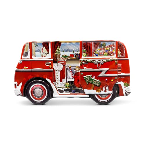 Blechdose Wohnwagen rot Keksdose Weihnachten Deko Box Dose Mini Camper Christmas Retro, 17 x 9 x 8 cm von stylebox