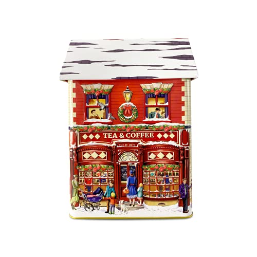 Blechdose in Form eines Stadthauses "Winter Tea & Coffee" Keksdose Deko Box Dose, ca. 14 x 7.5 x 21 cm Volumen: 1,6 L von stylebox